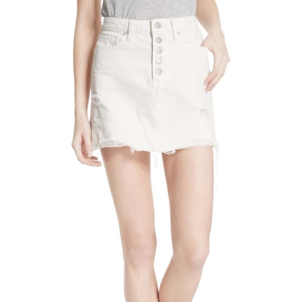 Free people Denim A-Line mini  Skirt in White
